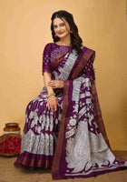 Wine Handloom Cotton Saree