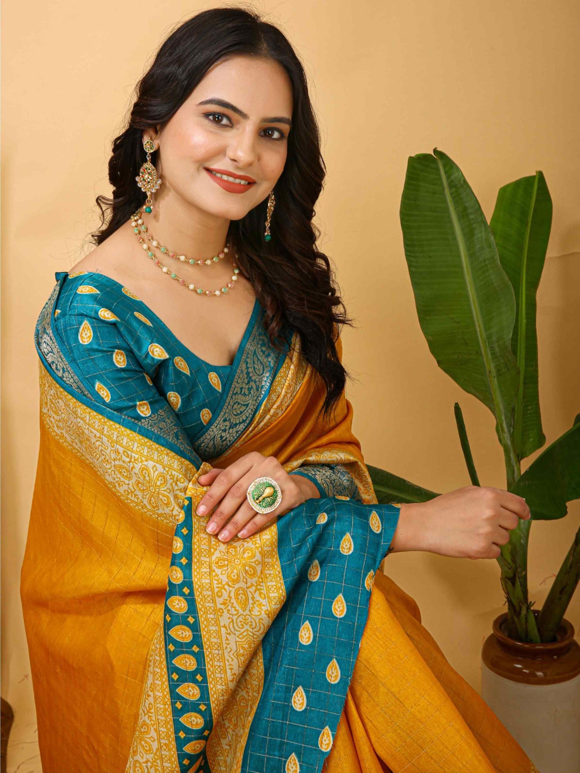 Yellow Dola Silk Cotton Saree