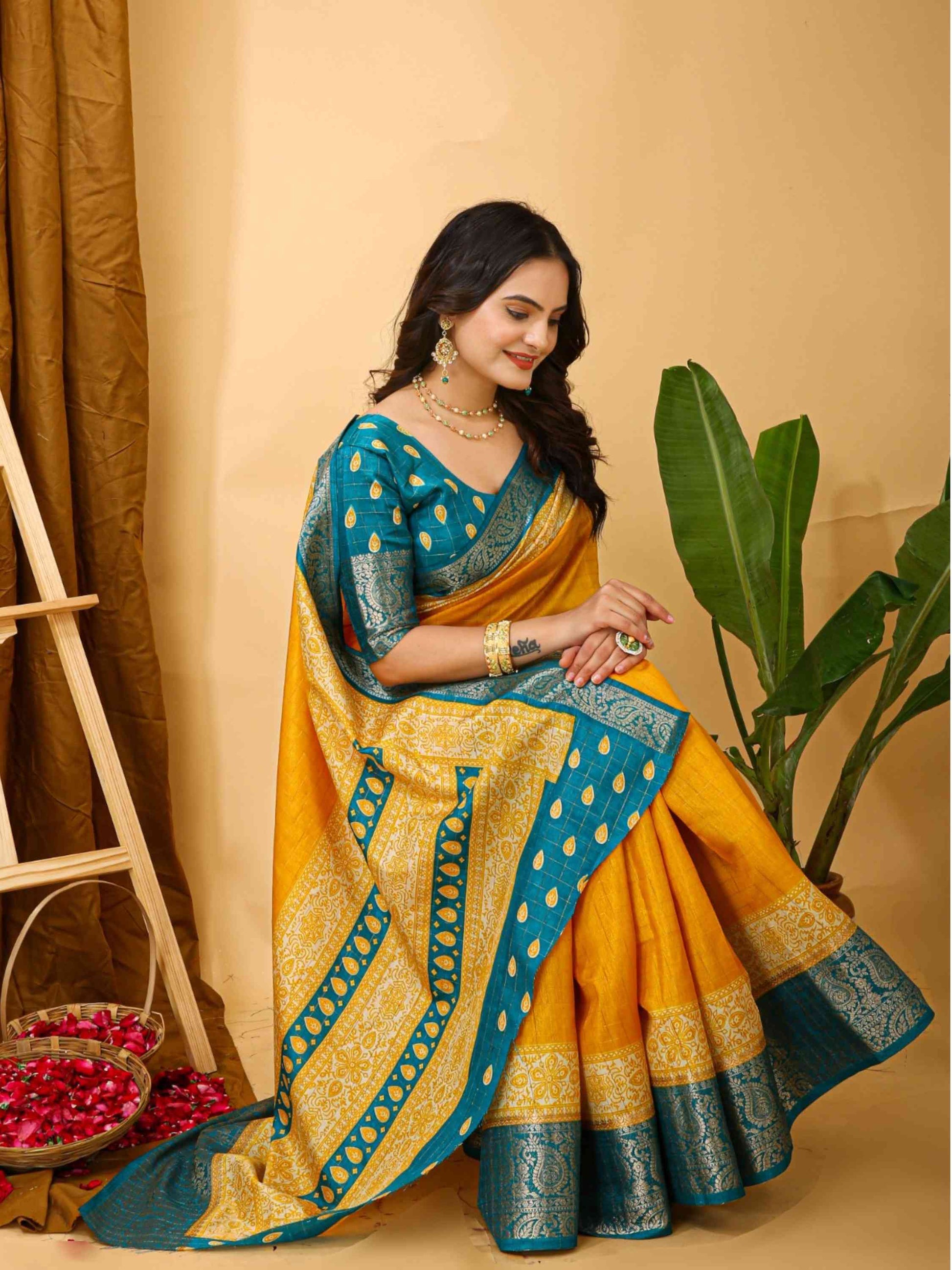 Yellow Dola Silk Cotton Saree