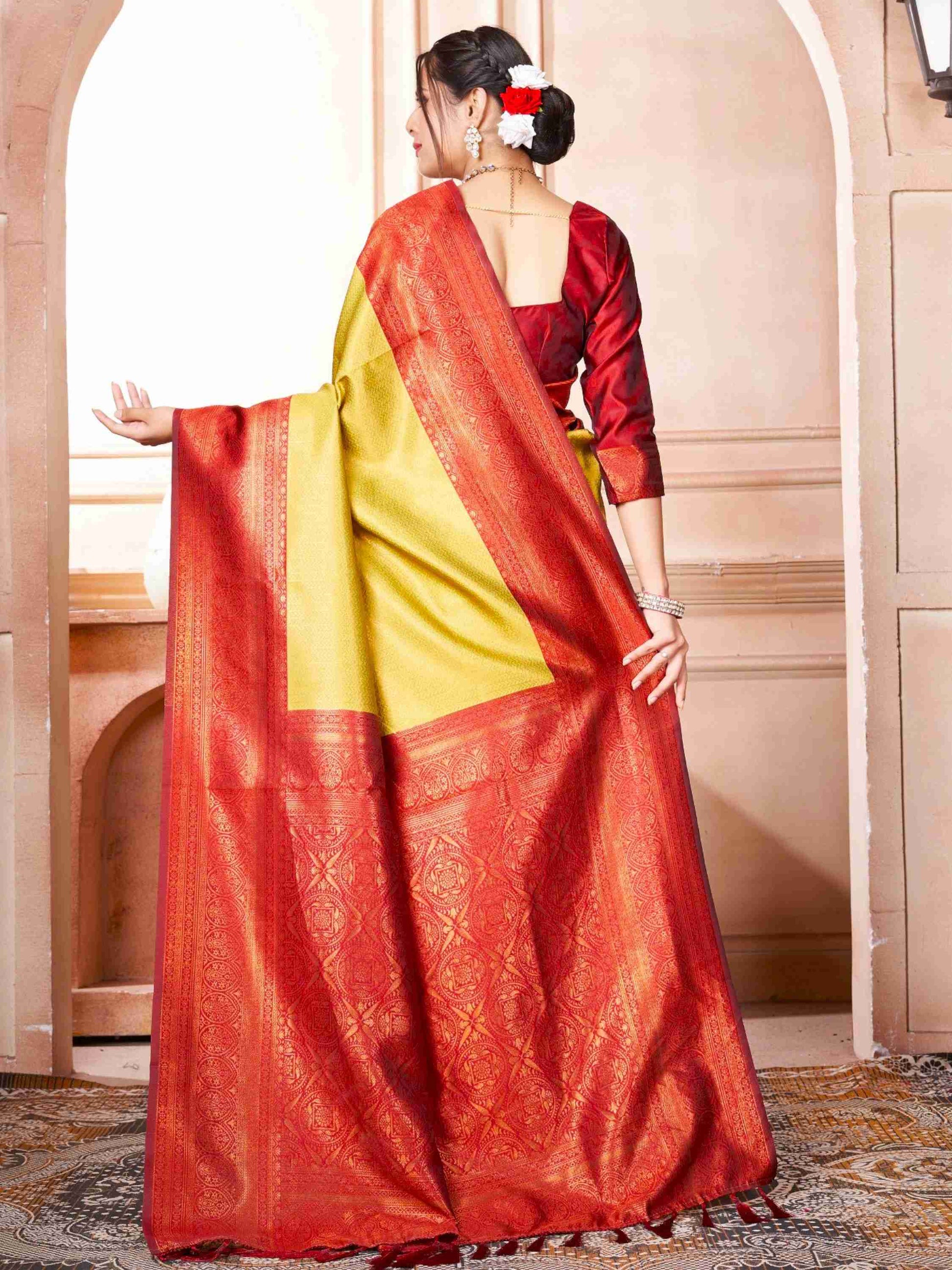 Yellow Kanchipuram Silk Saree