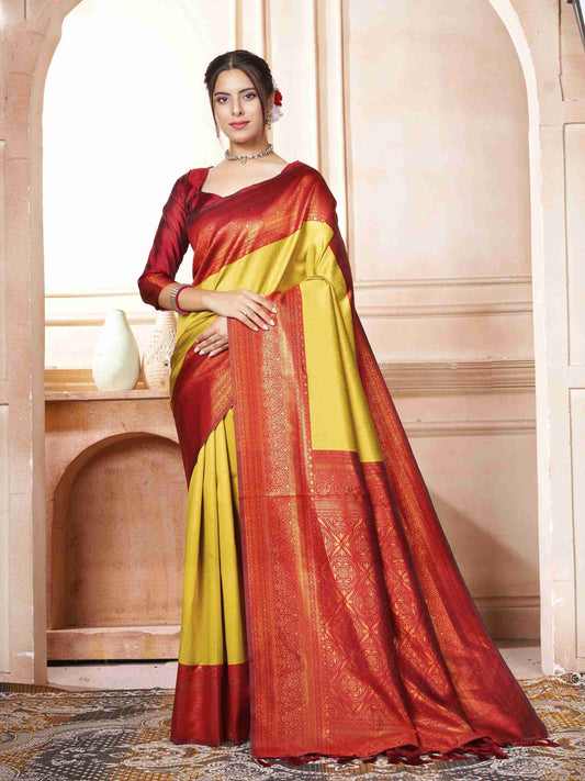 Yellow Kanchipuram Silk Saree