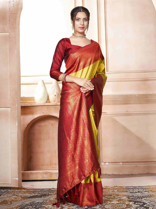 Yellow Kanchipuram Silk Saree