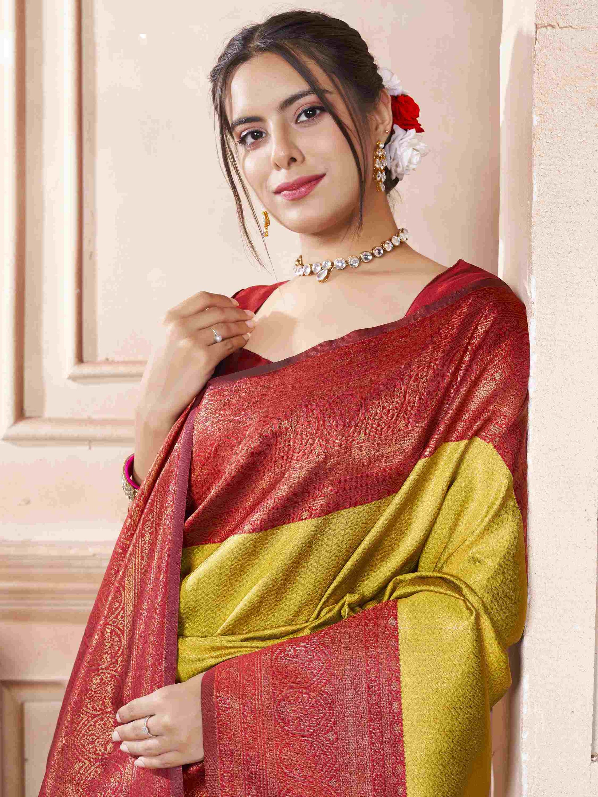 Yellow Kanchipuram Silk Saree